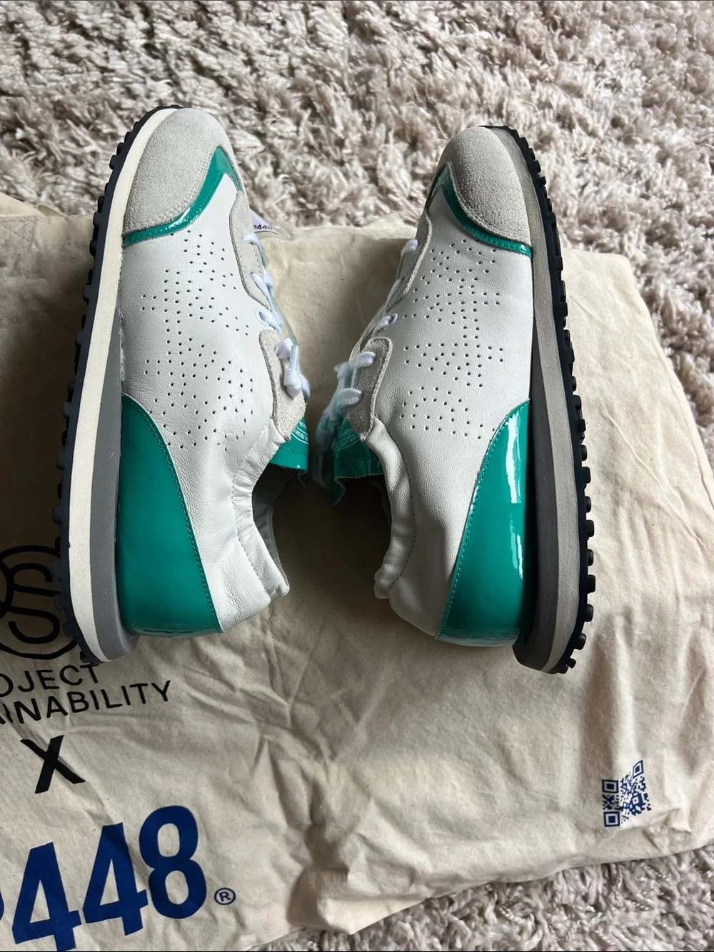 P448 White & Acqua Sneakers